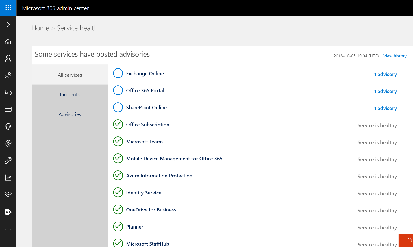 Office 365 Troubleshooting The Service Health Dashboard