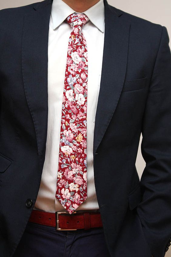Love this handmade cotton floral tie for the civil ceremony. The groom will look so modern!