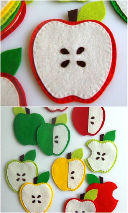 Hand Sewn Apple Coasters