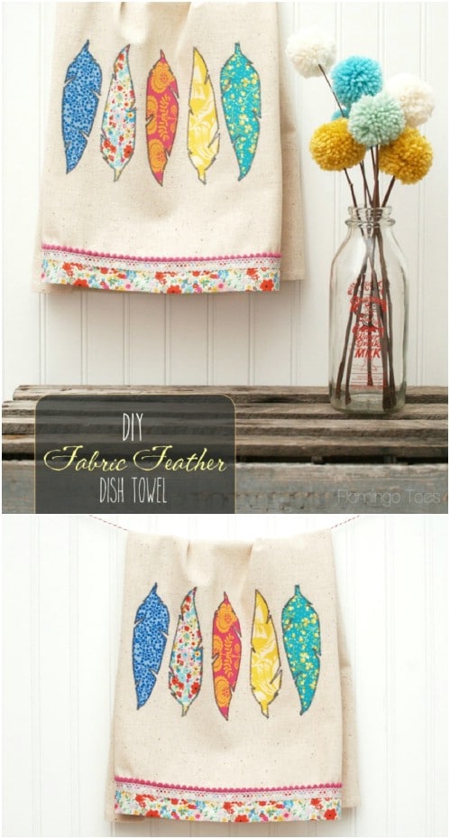 Easy To Sew Fabric Feather Dish Towels