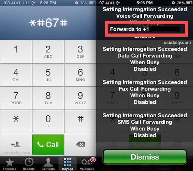 Find voice mail number by dialing *#67#