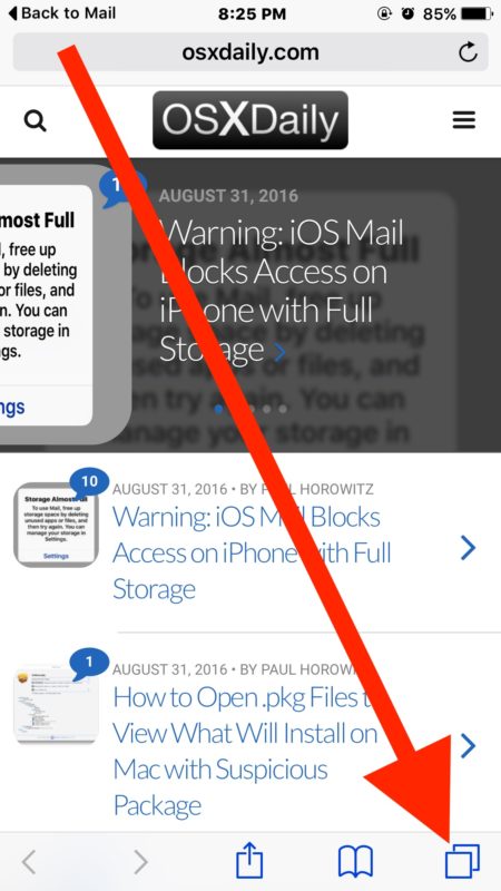 Reopen a closed tab in Safari for iPhone