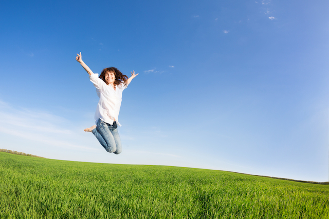 Jumping Happy Woman