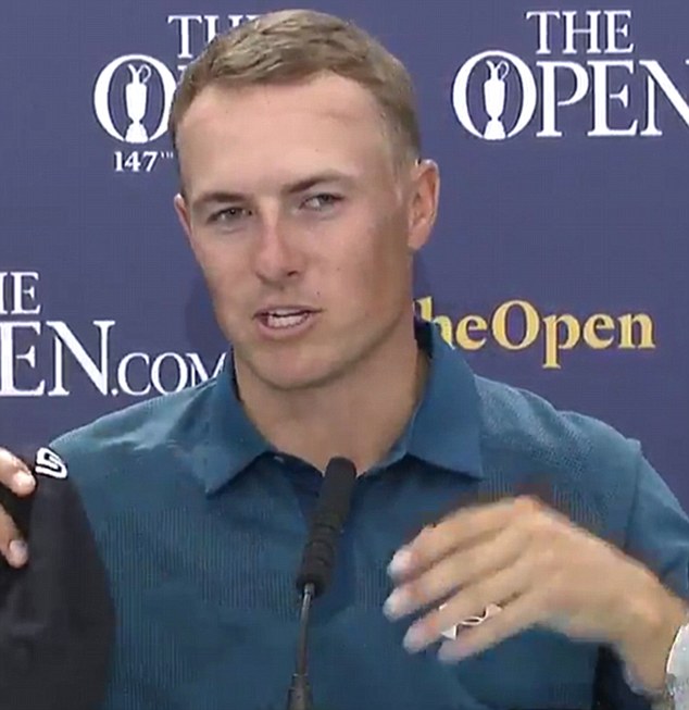 Jordan Spieth gives the press a rundown of his new haircut after his third round at The Open