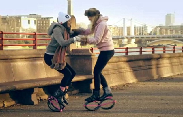 TV fame: Last week the boots, called Kangoo Jumps, featured in the hit reality TV show Made In Chelsea when two of the glossy young stars, Binky Felstead and Cheska Hull, were filmed jogging in them beside the River Thames
