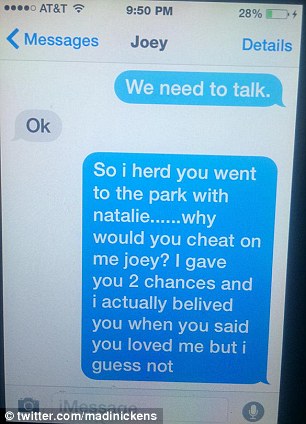 The little sister of Madi Nickens, a 17-year-old from Texas, was enraged after discovering her love interest Joey had taken another girl to the park and broke up with him via text