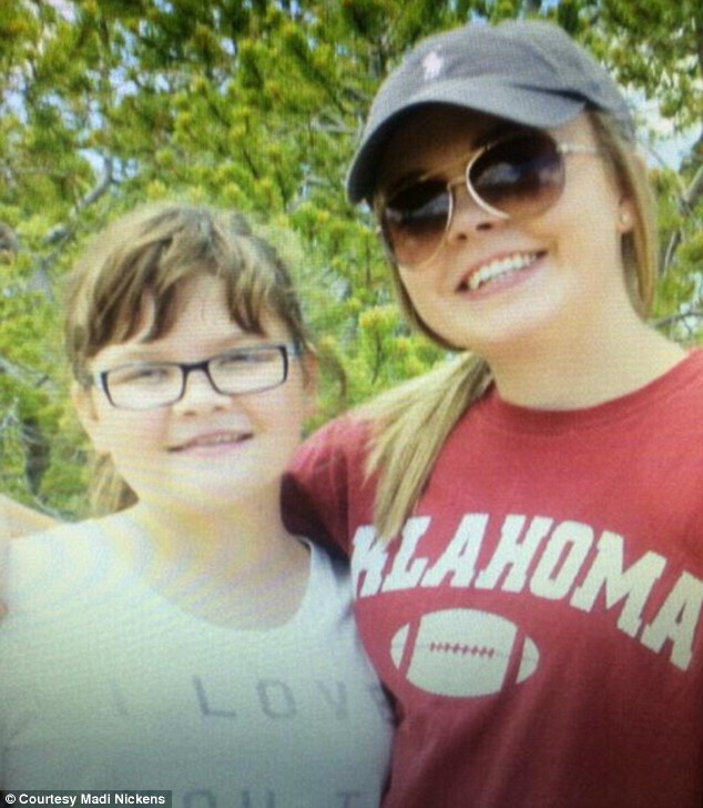 Madi Nickens (right) shared her 11-year-old sister (left) Katie