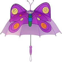 Kidorable Purple Butterfly Umbrella for Girls w/Fun Butterfly Handle, Pop-Up Wings, Antennae, 1 Size