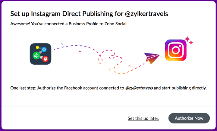 Zoho Social direct Instagram posting