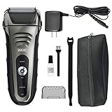 Wahl Smart Shave Rechargeable lithium ion wet / dry water proof foil shaver for men. Smartshave technology for shaving, trimming, and wet or dry shave with precision ground trimmer blade #7061-900