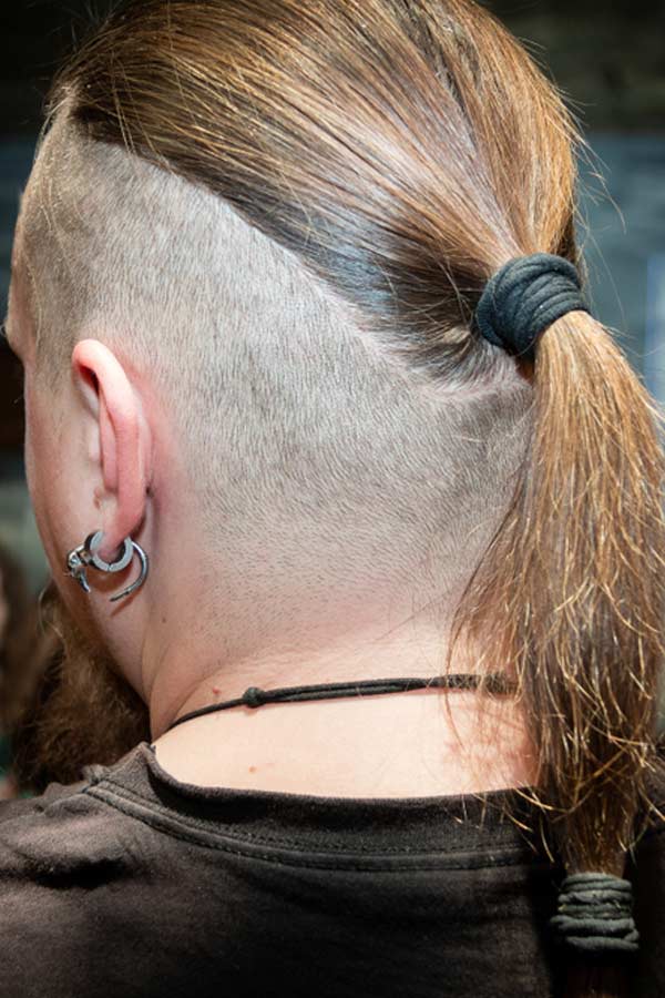 Shaved Head And Ponytail #manponytail #hairstylesformen