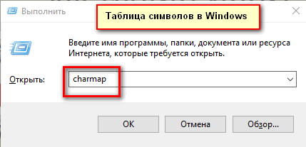 Таблица символов в Windows
