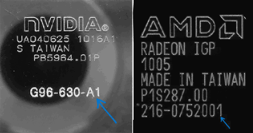Маркировка на графических чипах NVIDIA и AMD