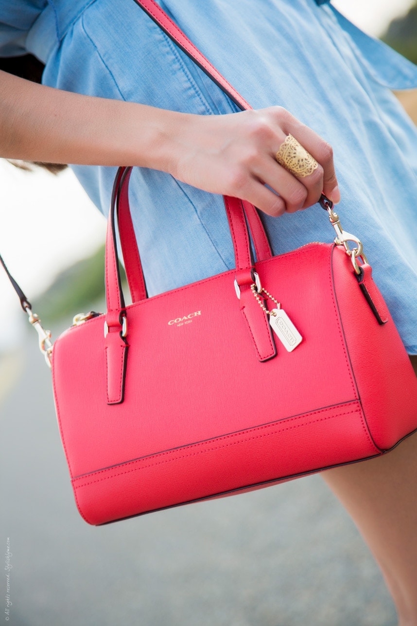 Red coach mini handbag - Visit Stylishlyme.com for more outfit photos and style tips