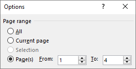 Specify a range of pages in the From and To boxes.
