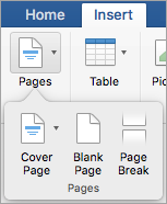 Options on the Pages menu