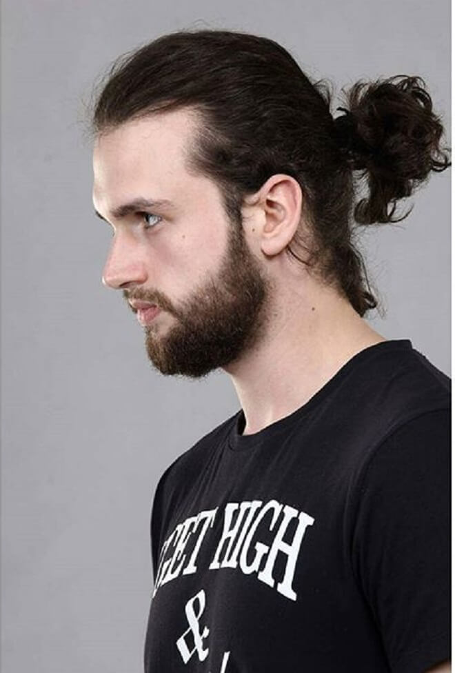 Men Ponytail with Beard Style