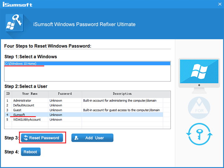 Reset password to unlock laptop
