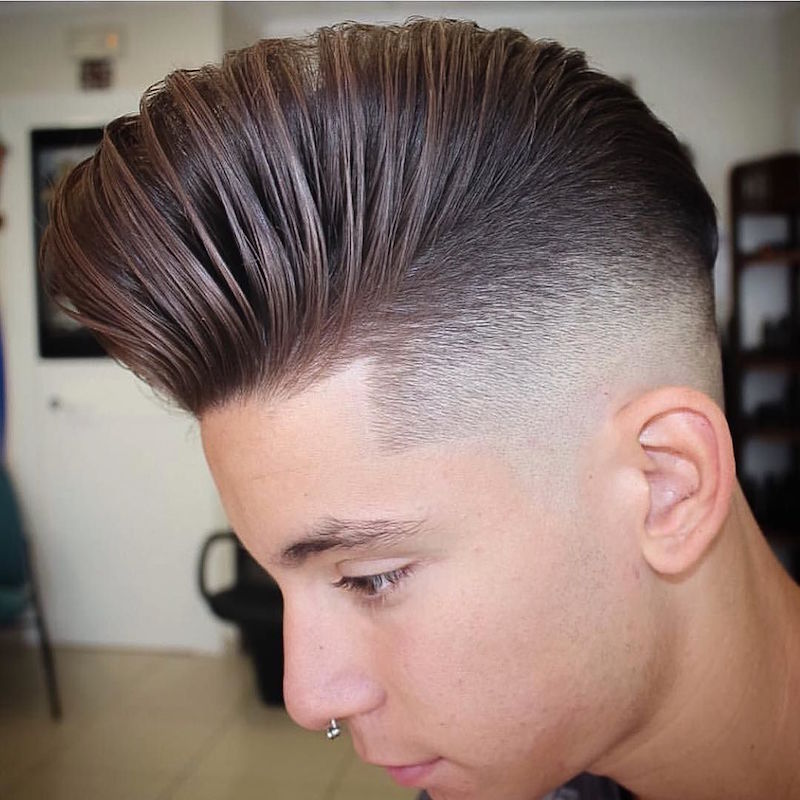 skin fade blended with longer hair on top