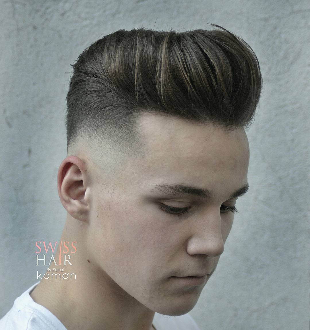 Thick hair pompadour hairstyle for men