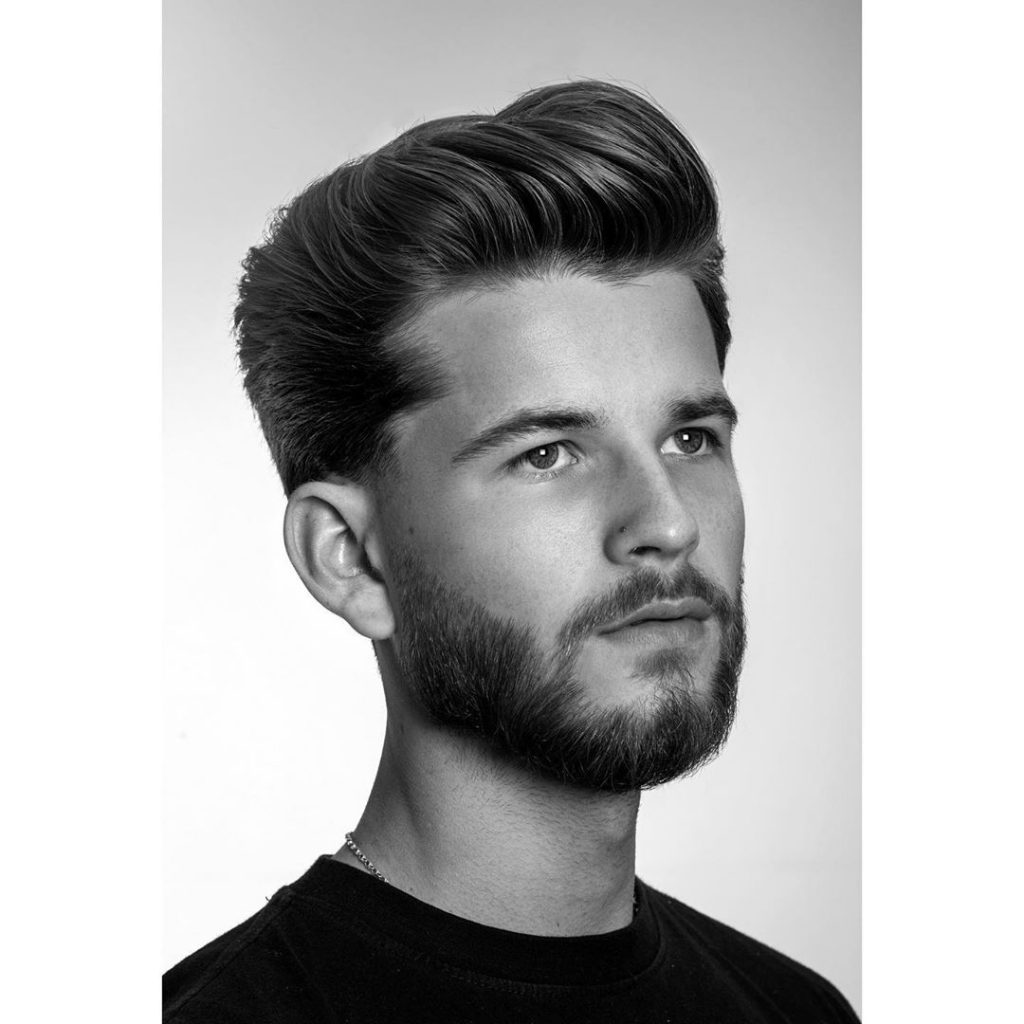 Pompadour hairstyle for thick hair men